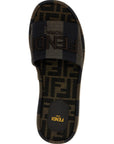 Fendi Brown Cotton Slides