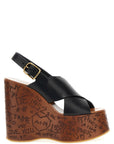 Chloé Black Calfskin Wedge Sandals