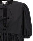 Ganni Black Cotton Short Dress