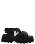 Alexander McQueen Black Calf Leather Bos Taurus Flat Sandals