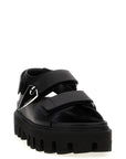Alexander McQueen Black Calf Leather Bos Taurus Flat Sandals