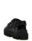 Alexander McQueen Black Calf Leather Bos Taurus Flat Sandals