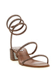RENE CAOVILLA Brown Satin Platform Sandals
