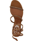 RENE CAOVILLA Brown Satin Platform Sandals