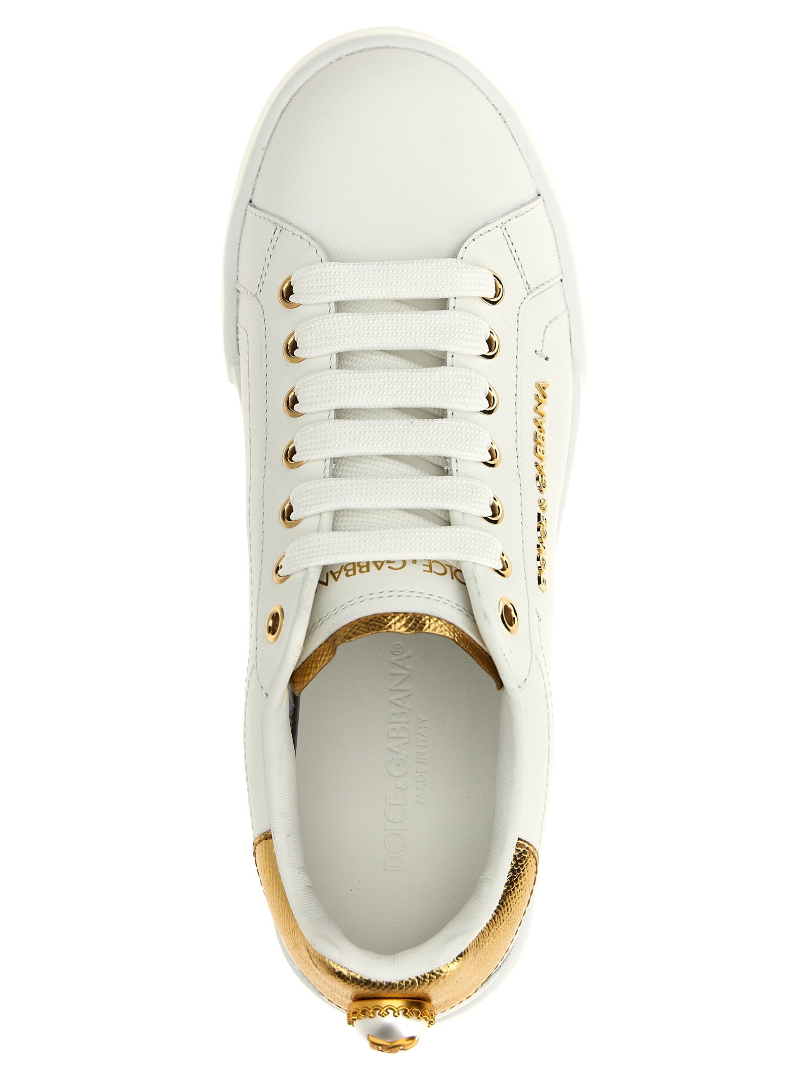 Dolce &amp; Gabbana Gold Calfskin Low Top Sneakers