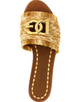 Dolce & Gabbana Brown Raffia Slides