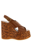 Chloé Brown Calfskin Wedge Sandals