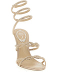 RENE CAOVILLA Beige Satin Stiletto Heel Sandals