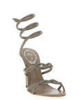 RENE CAOVILLA Gray Satin Stiletto Heel Sandals