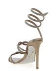 RENE CAOVILLA Gray Satin Stiletto Heel Sandals