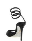 RENE CAOVILLA Black Satin Stiletto Heel Sandals