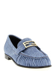 Fendi Blue Calfskin Slip-On Loafers