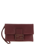 Fendi Bordeaux Lamb Leather Clutch Bag
