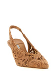 LE SILLA Brown Cotton Mid Heel Pumps