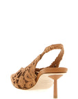 LE SILLA Brown Cotton Mid Heel Pumps