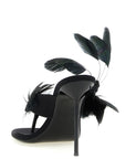 Paris Texas Black Silk Stiletto Heel Sandals