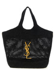 Saint Laurent Black Raffia Tote Bag