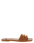 Elisabetta Franchi Brown Leather Slides
