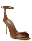 Paris Texas Brown Calfskin Stiletto Heel Sandals