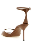Paris Texas Brown Calfskin Stiletto Heel Sandals