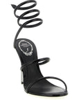 RENE CAOVILLA Black Calfskin Stiletto Heel Sandals