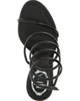 RENE CAOVILLA Black Calfskin Stiletto Heel Sandals