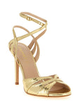 Twinset Gold Leather Stiletto Heel Sandals