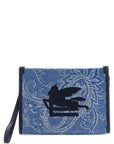 Etro Blue Cotton Clutch Bag