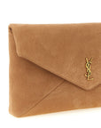 Saint Laurent Brown Lamb Leather Clutch Bag