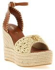 Versace Beige Lamb Leather Wedge Sandals