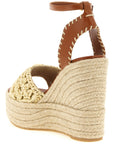 Versace Beige Lamb Leather Wedge Sandals