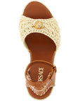 Versace Beige Lamb Leather Wedge Sandals
