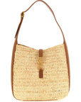 Saint Laurent Beige Raffia Shoulder Bag