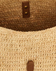 Saint Laurent Beige Raffia Shoulder Bag