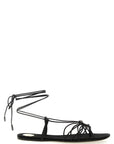 Saint Laurent Black Lamb Leather Flat Sandals