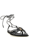 Saint Laurent Black Lamb Leather Flat Sandals