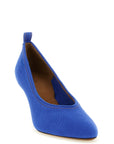 Versace Blue Cotton Mid Heel Pumps
