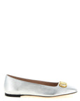 Valentino Garavani Silver Lamb Leather Ballet Flats