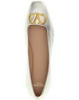 Valentino Garavani Silver Lamb Leather Ballet Flats
