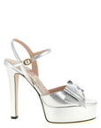 Valentino Garavani Silver Leather Stiletto Heel Sandals