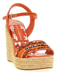 Dolce & Gabbana Orange Cotton Wedge Sandals