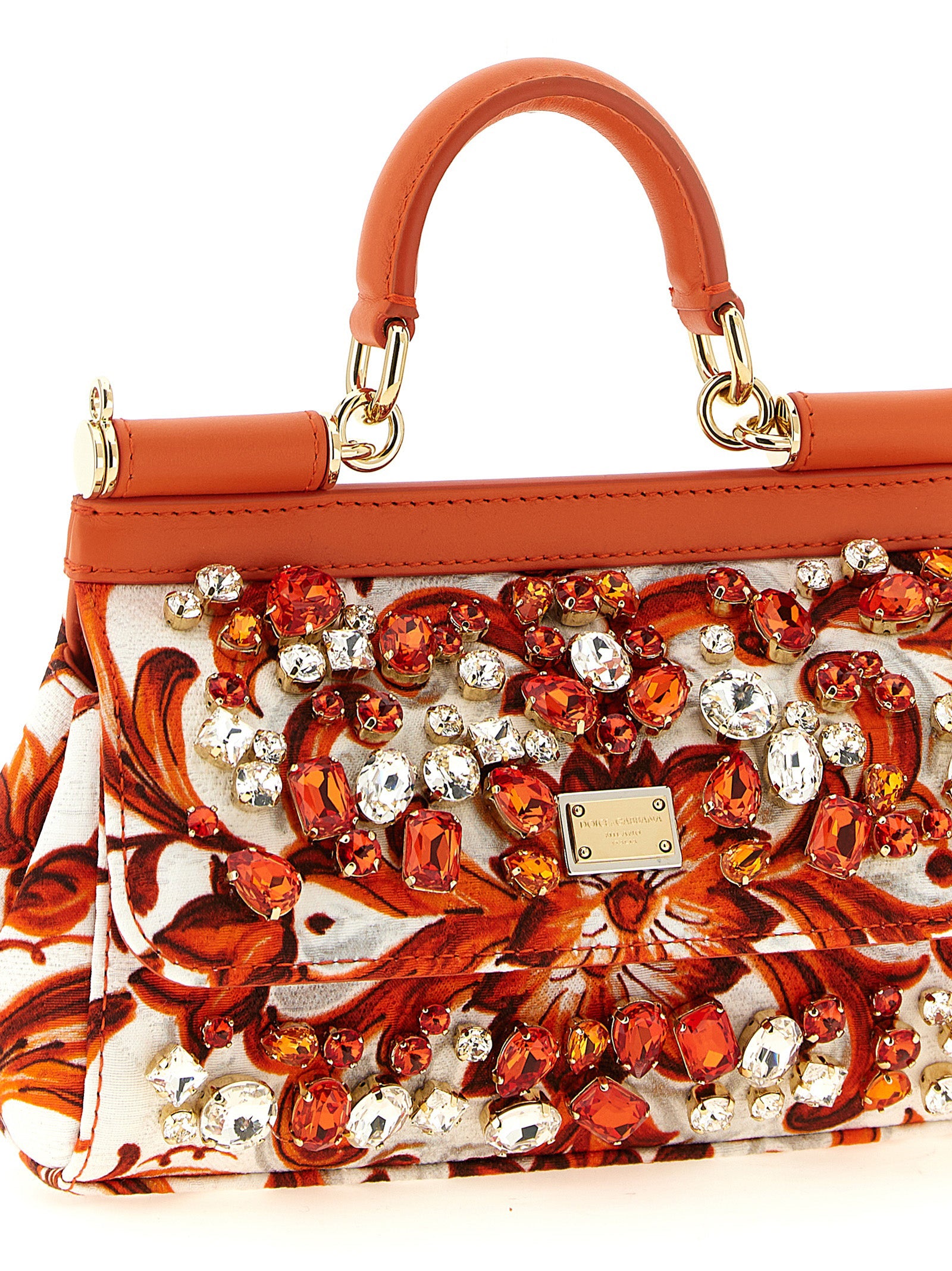 Dolce &amp; Gabbana Orange Cotton Handbag