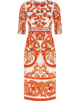 Dolce & Gabbana Orange Silk Midi Dress