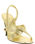 Versace Gold Lamb Leather Stiletto Heel Sandals