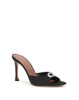 Amina Muaddi Black Silk Stiletto Heel Sandals