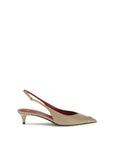 Valentino Garavani Beige Calf Leather Bos Taurus Mid Heel Pumps