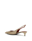 Valentino Garavani Beige Calf Leather Bos Taurus Mid Heel Pumps