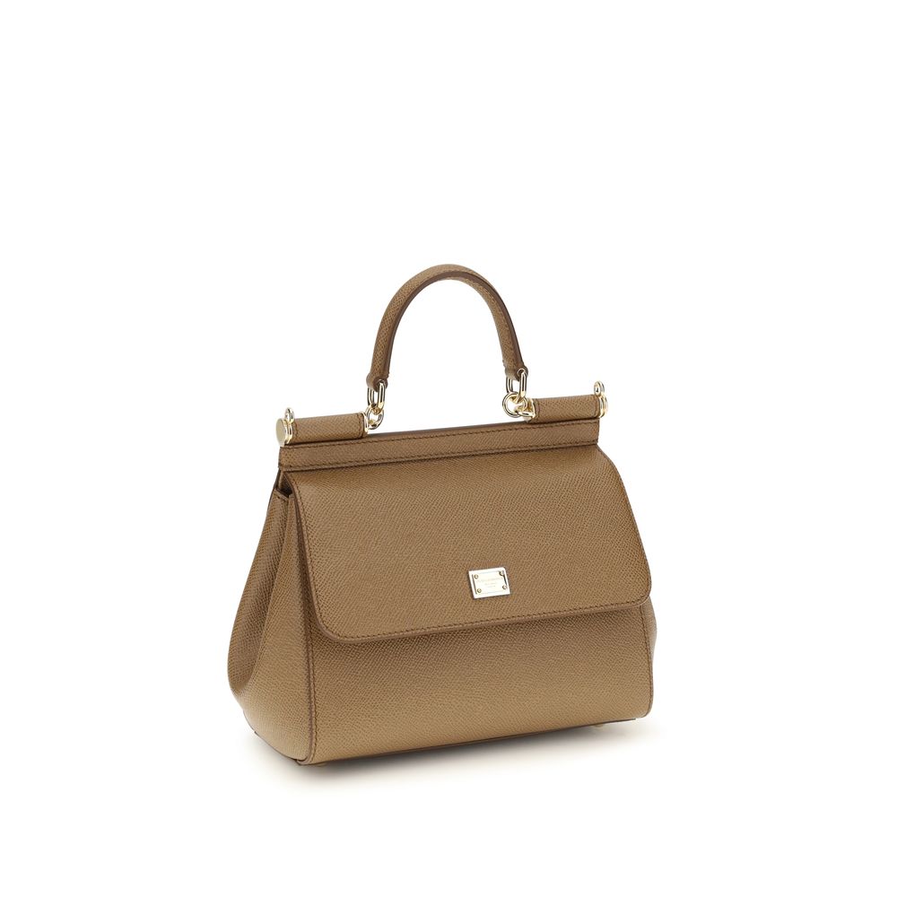Dolce &amp; Gabbana Beige Calf Leather Bos Taurus Handbag