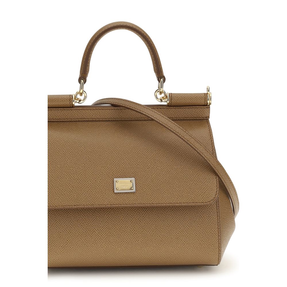 Dolce &amp; Gabbana Beige Calf Leather Bos Taurus Handbag