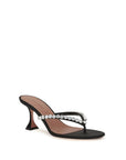 Amina Muaddi Black Silk Stiletto Heel Sandals